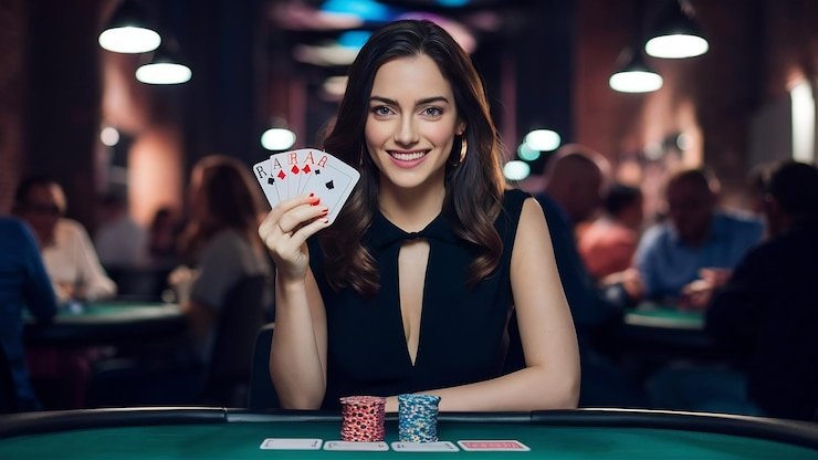 Tampilan meja Texas Hold'em Bonus di percayacuan dengan dealer profesional